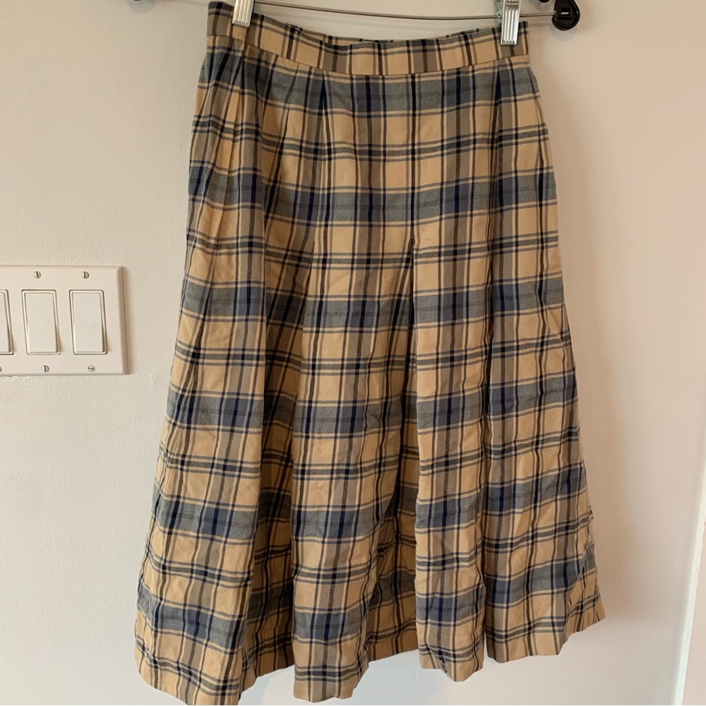 DAKS England Vintage Wool Plaid Skirt 1984 Japan Women’s 63-90 Lined